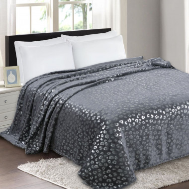ПЛЕД(ПОКРЫВАЛО) WELLSOFT luxe-Лапки серый, серебро