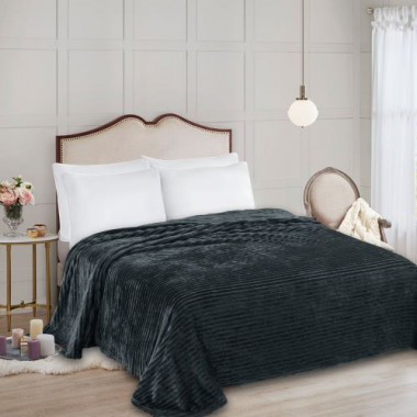 ПЛЕД(ПОКРЫВАЛО) WELLSOFT luxe-Полоса темно-серый