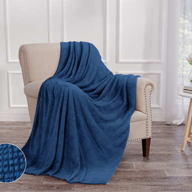 ПЛЕД(ПОКРЫВАЛО) WELLSOFT luxe-Шахматка королевский синий