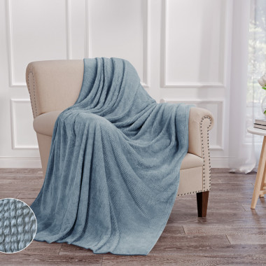 ПЛЕД(ПОКРЫВАЛО) WELLSOFT luxe-Шахматка стальной синий