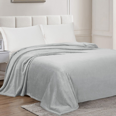 ПЛЕД(ПОКРЫВАЛО) WELLSOFT luxe-Светло-серый, однотонный