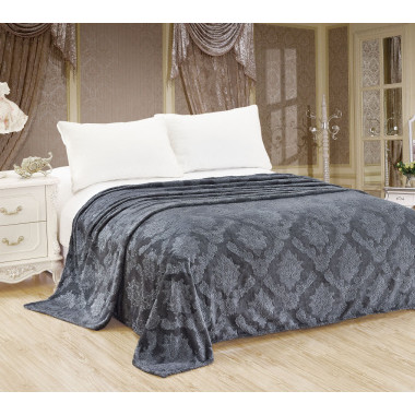 ПЛЕД(ПОКРЫВАЛО) WELLSOFT luxe-Вензель графит жаккард